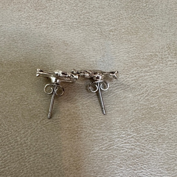 Sterling Silver Horse Earrings Studs 3/8 inch - Picture 2 of 2